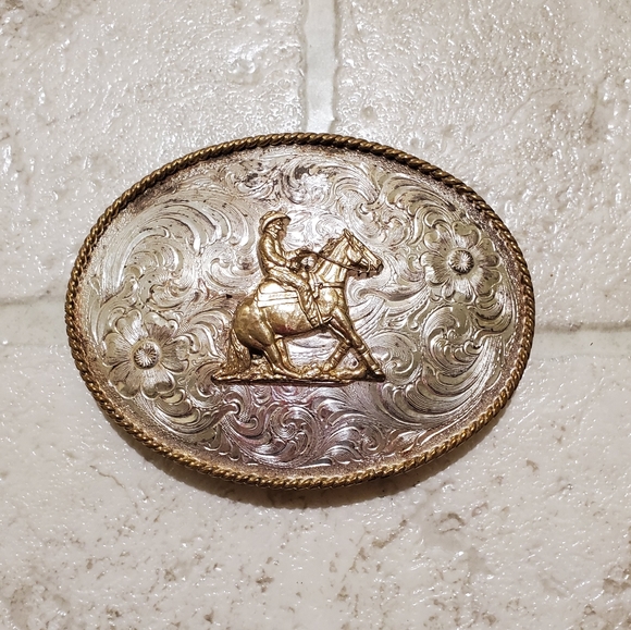 Large horse and rider belt buckle